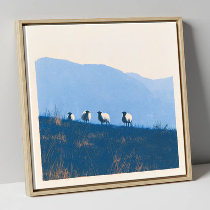 Herdwick Flock on Indigo Fellside lake district wildlife canvas wall art in natural frame