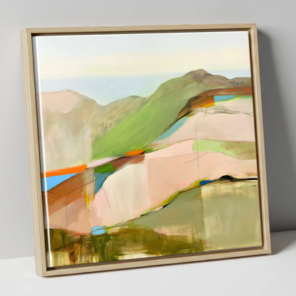 Contemporary Fell Summit View lake district fell canvas wall art in natural frame
