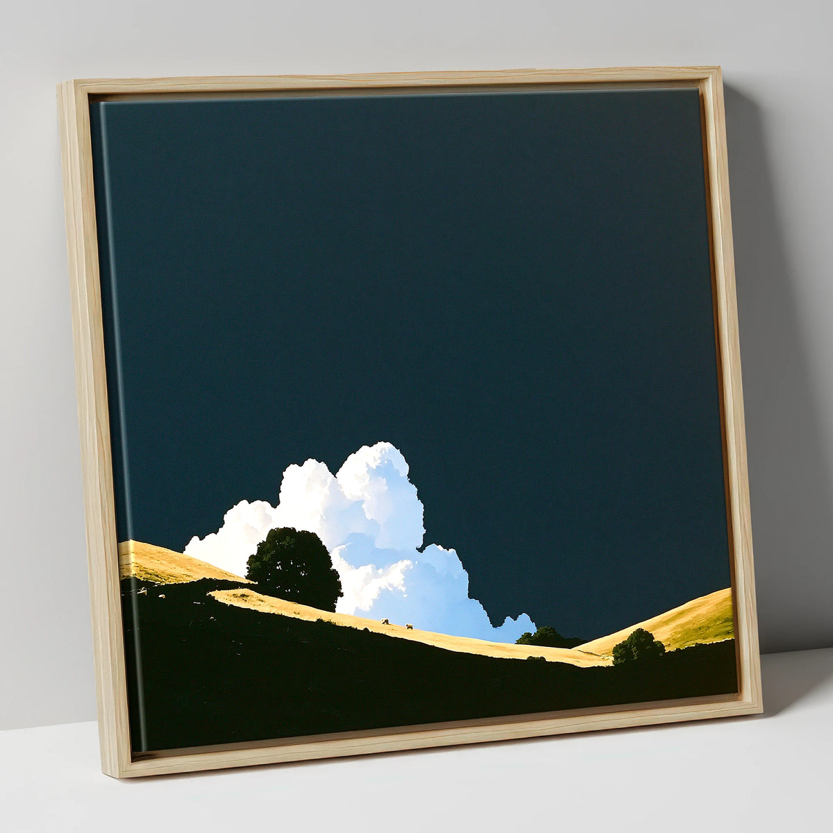 Rolling Fells Under Dark Sky lake district fell canvas wall art in natural frame