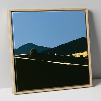 Golden Light on Silhouetted Fells lake district sky canvas wall art in natural frame