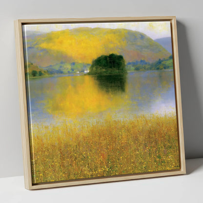 Golden Fells at Grasmere lake district lake canvas wall art in natural frame