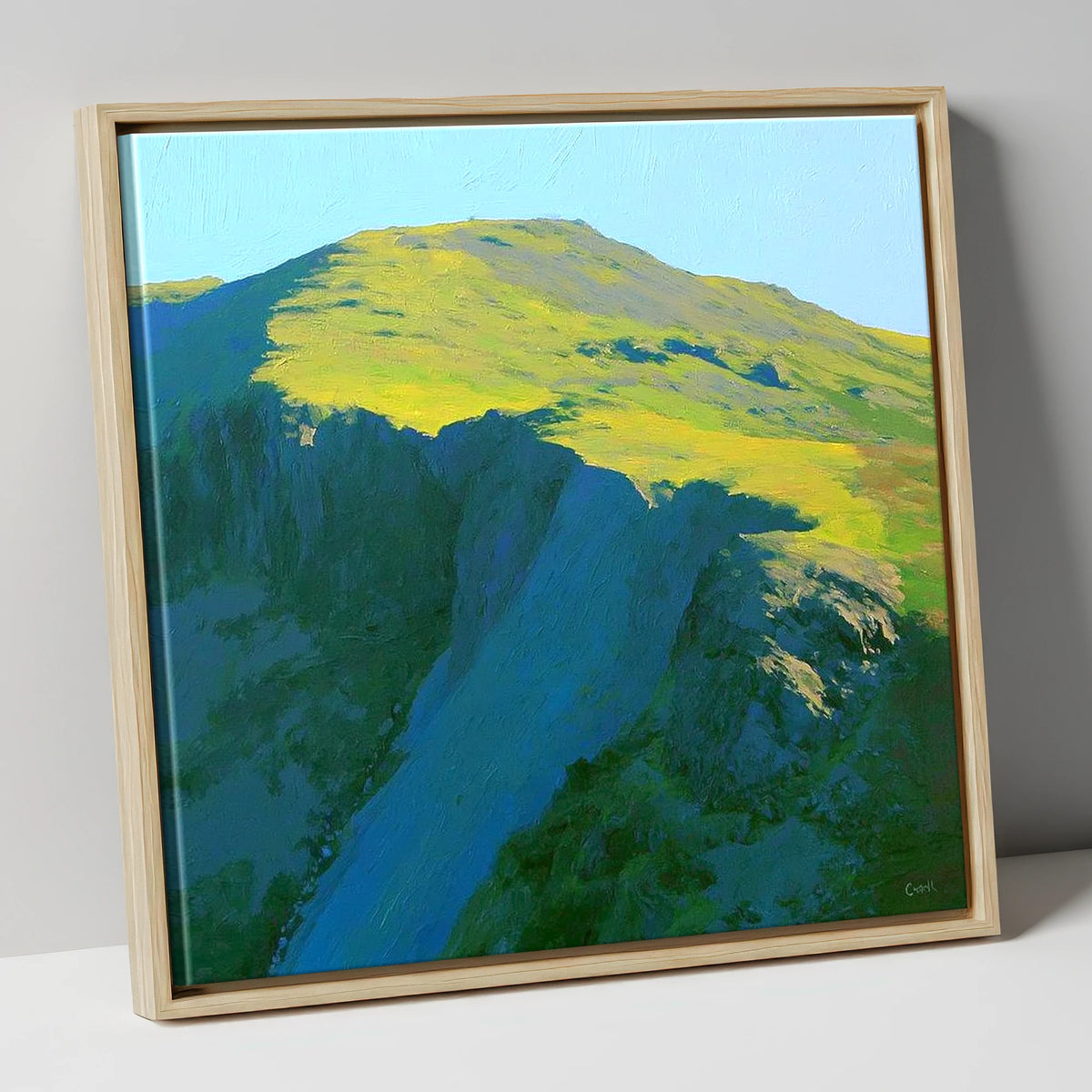 Pike of Blisco Sunlit Summit lake district fell canvas wall art in natural frame