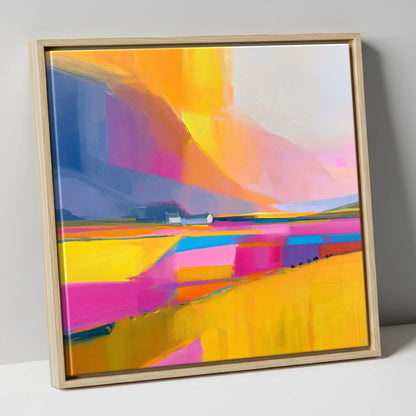 Fuchsia Fields in a Lakeland Dale lake district valley canvas wall art in natural frame