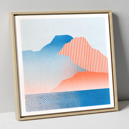 Geometric Great Gable In Coral lake district fell canvas wall art in natural frame
