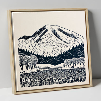 Graphic Skiddaw Mountain Scene lake district fell canvas wall art in natural frame