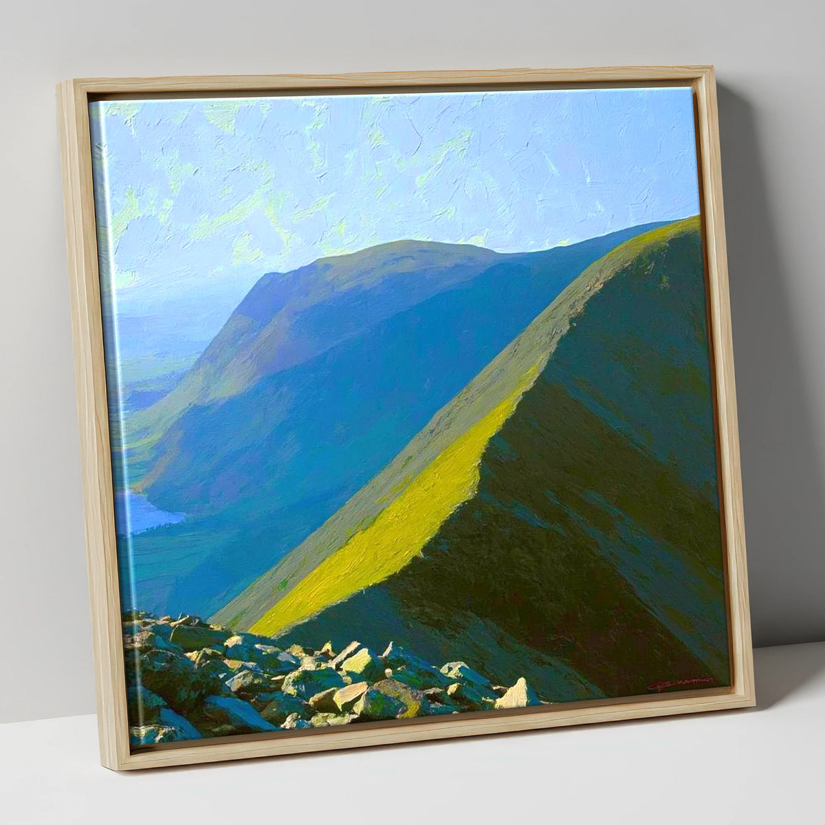 Sunlight on Whiteside Ridge lake district fell canvas wall art in natural frame