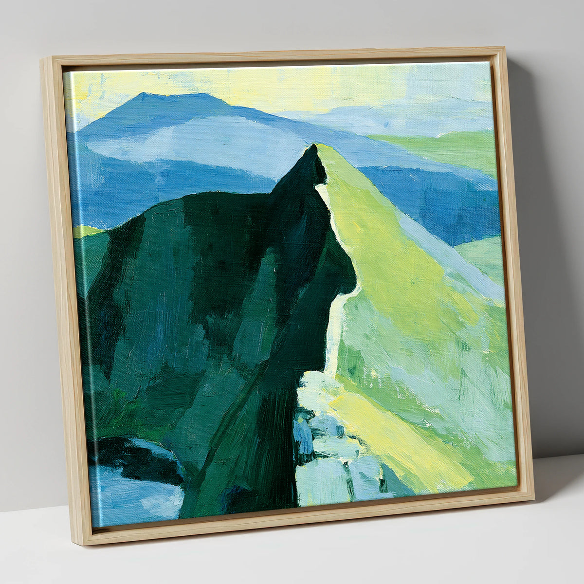 Bold Shadows on Striding Edge lake district walking canvas wall art in natural frame
