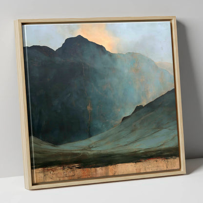 Langdale Pikes Beneath Breaking Light lake district fell canvas wall art in natural frame