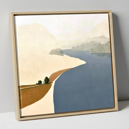 River Derwent Sweeping Shores lake district waterfall canvas wall art in natural frame