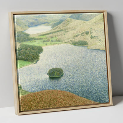 Autumn Bracken Above Grasmere lake district lake canvas wall art in natural frame