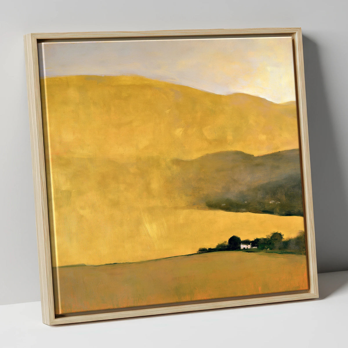 Radiant Golden Fells at Evening lake district sky canvas wall art in natural frame