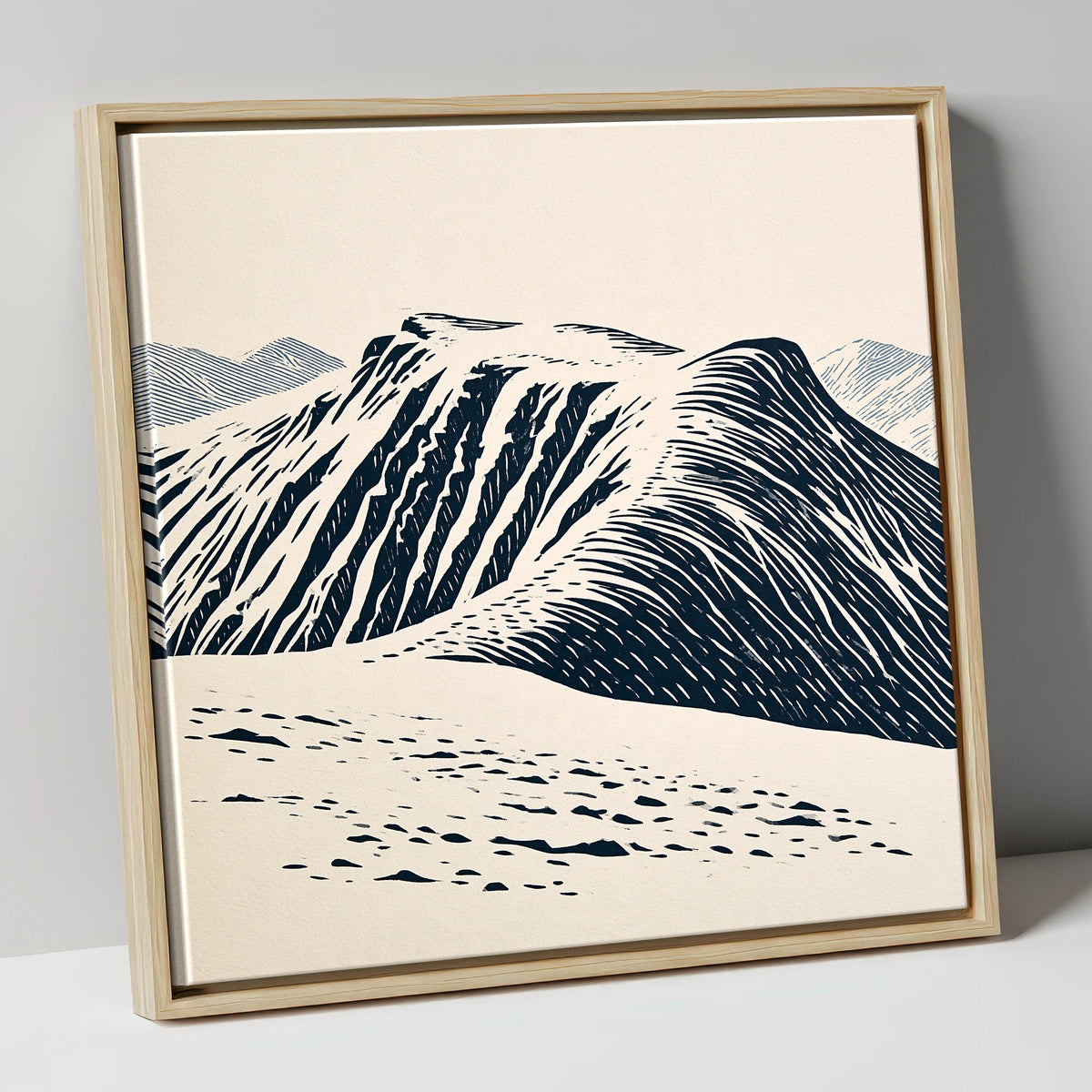 Helvellyn Ridge in Deep Navy lake district fell canvas wall art in natural frame