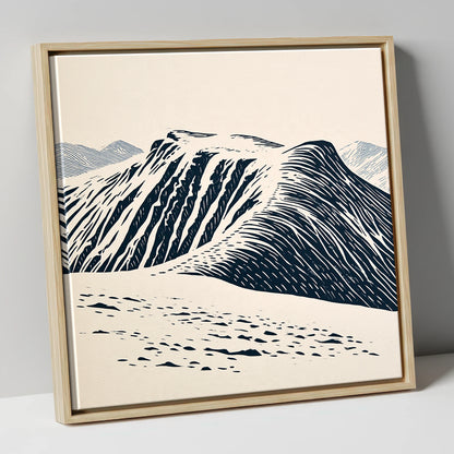 Helvellyn Ridge in Deep Navy lake district fell canvas wall art in natural frame