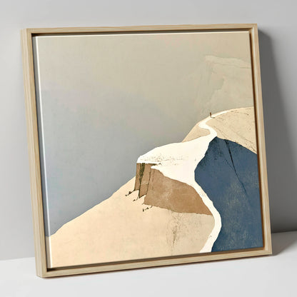 Lone Walker on a Snowy Summit Ridge lake district fell canvas wall art in natural frame