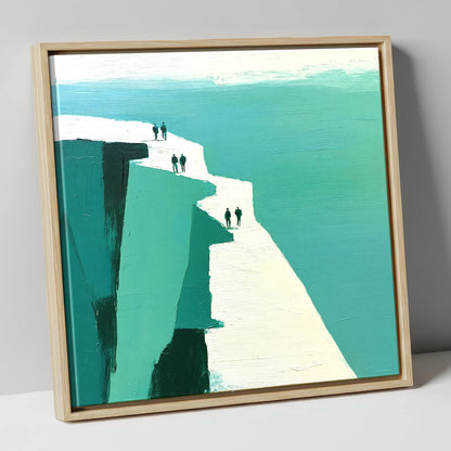 Abstract Teal Striding Edge Ridge lake district walking canvas wall art in natural frame