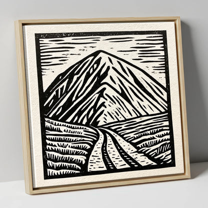 Bold Monochrome Blencathra Peak lake district fell canvas wall art in natural frame