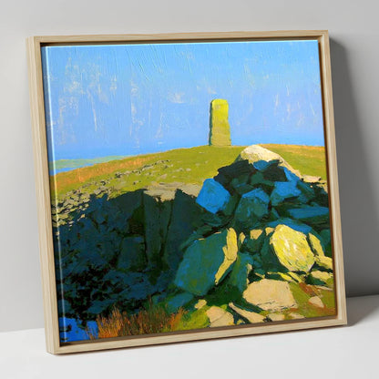 Sunlit Pillar on Lank Rigg lake district fell canvas wall art in natural frame