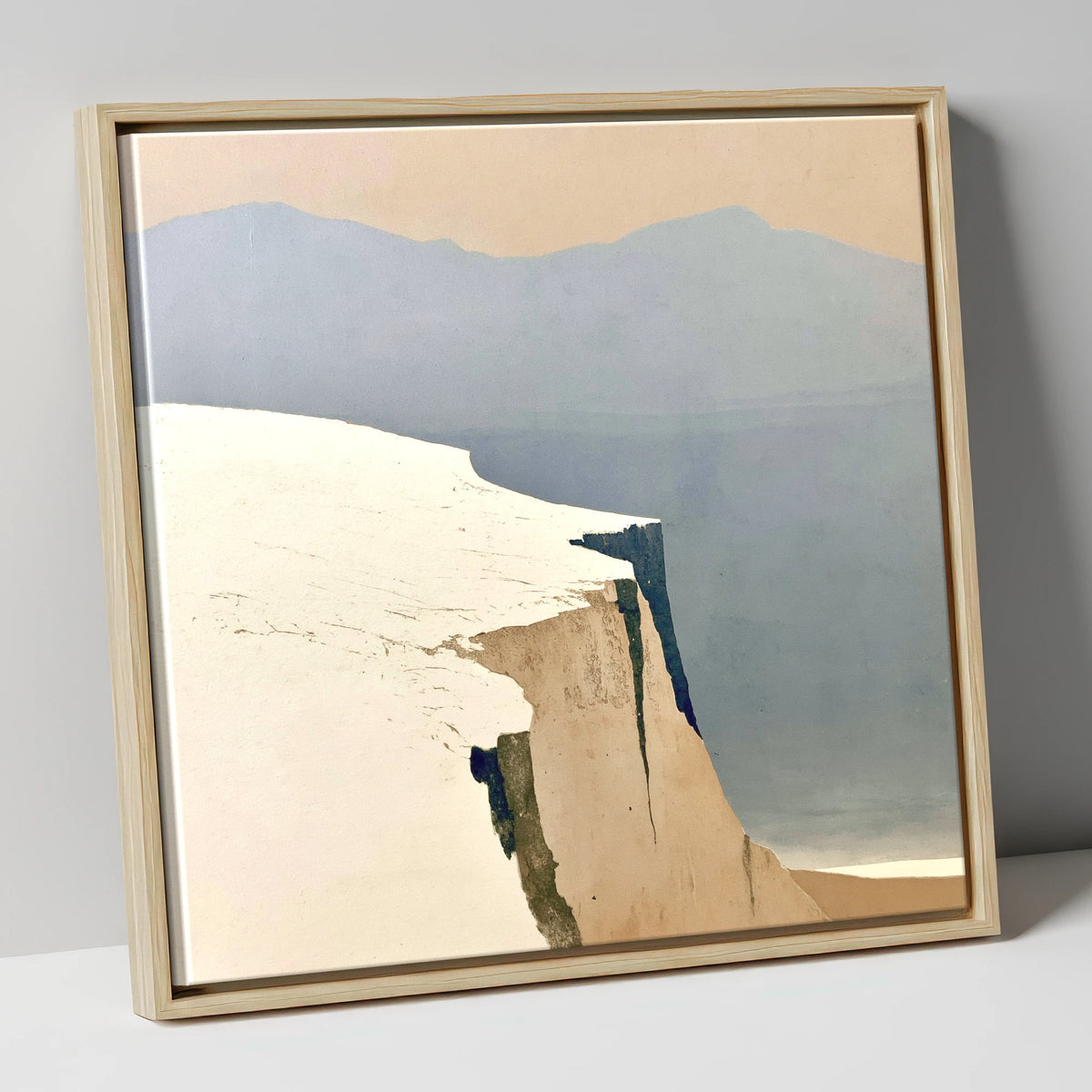 Snowy Fell Edge and Distant Peaks lake district fell canvas wall art in natural frame