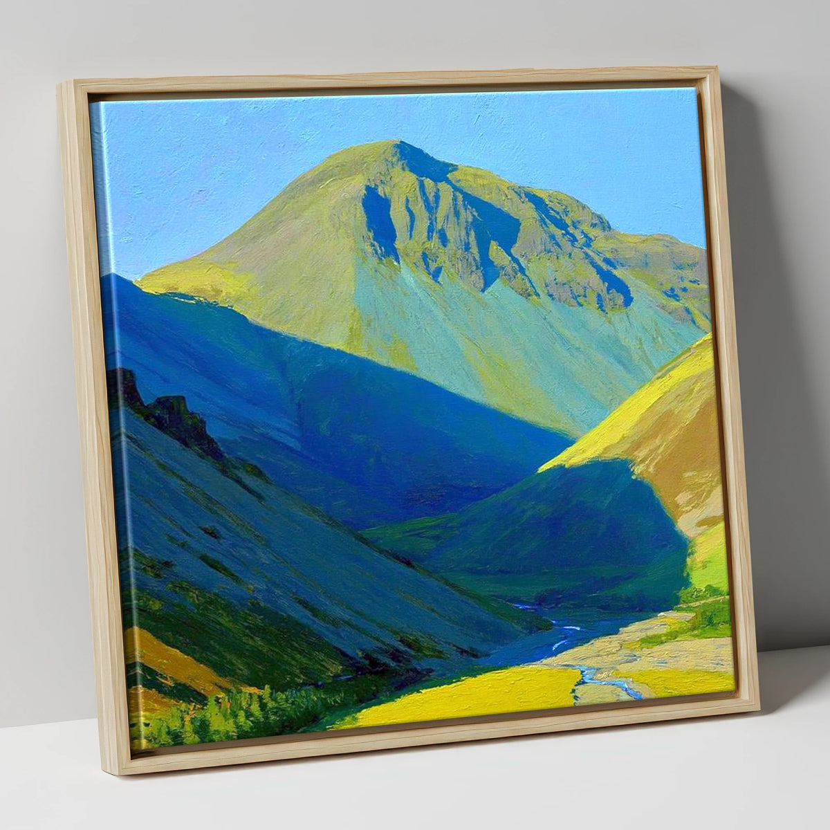 Vibrant Light on Great Gable lake district fell canvas wall art in natural frame