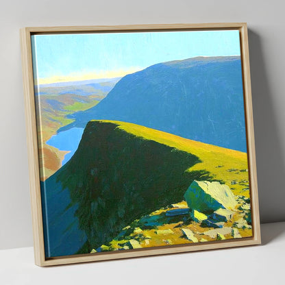 Sunlit Ridge on Kidsty Pike lake district fell canvas wall art in natural frame