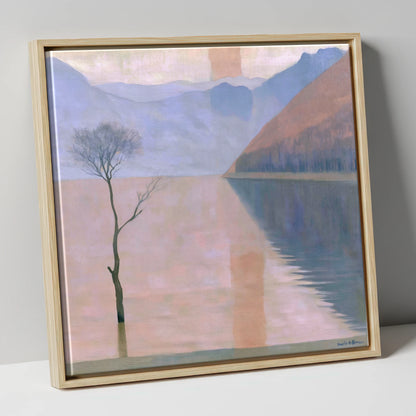 Buttermere Lone Tree in Pastel Light lake district lake canvas wall art in natural frame