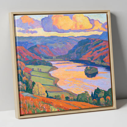 Rydal Water Under Vivid Skies lake district lake canvas wall art in natural frame