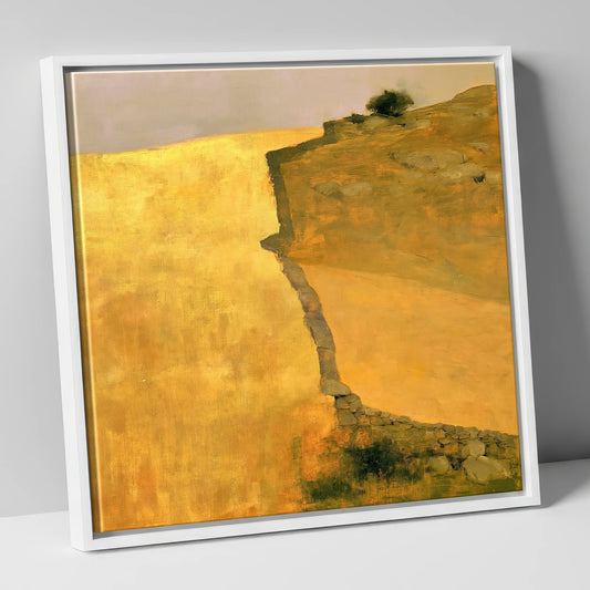 Golden Valley Drystone Wall lake district valley canvas wall art in white frame