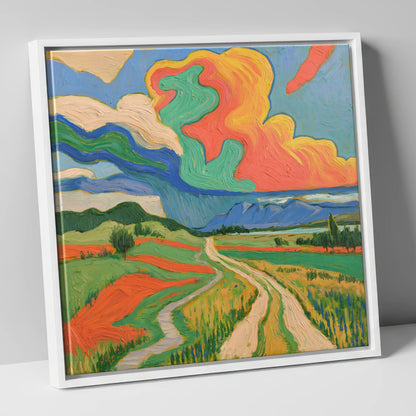 Vivid Storm Over the Fells lake district sky canvas wall art in white frame
