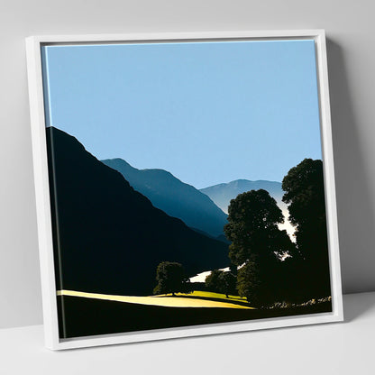 Valley Mist at First Light lake district sky canvas wall art in white frame