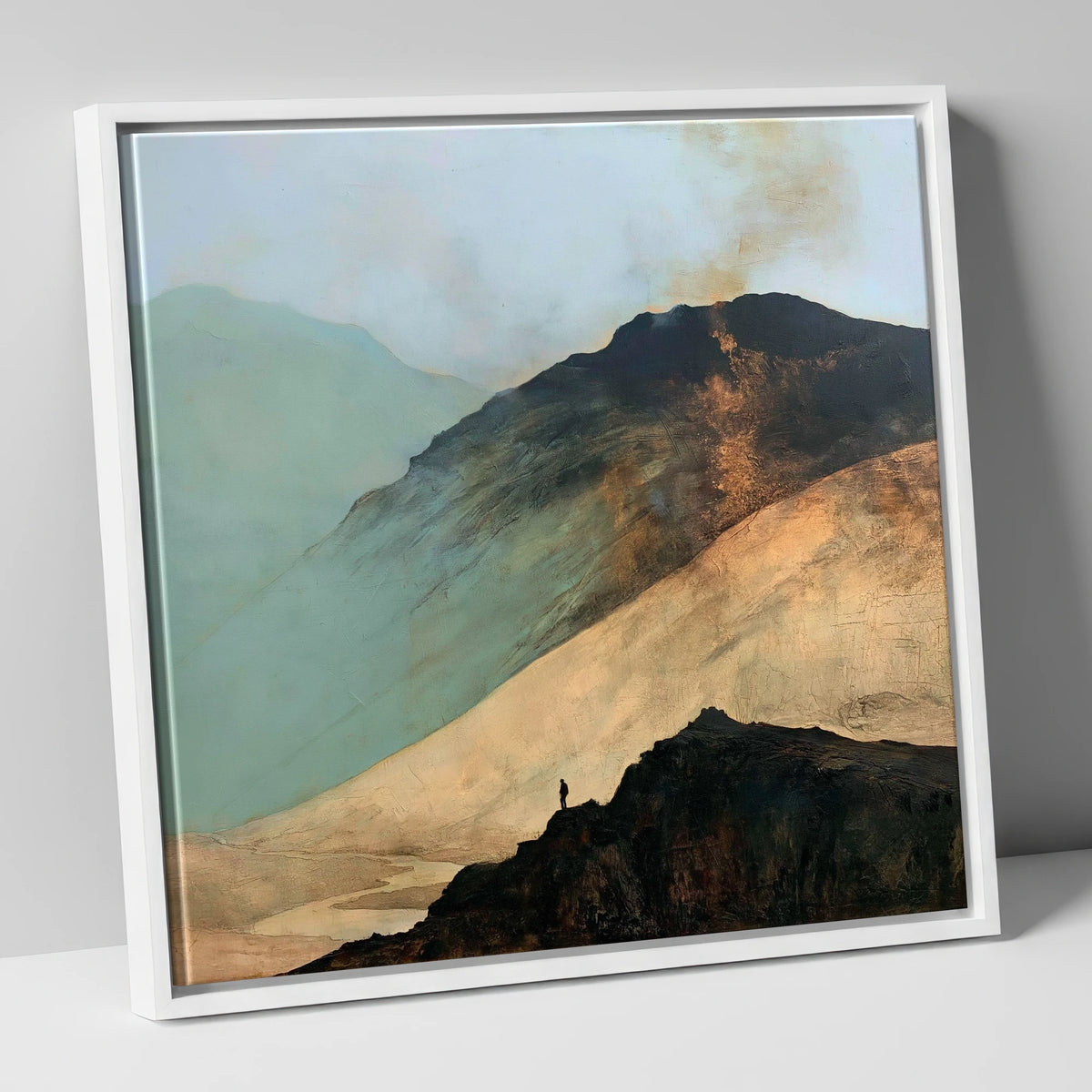 Great Gable and Westmorland Cairn lake district fell canvas wall art in white frame