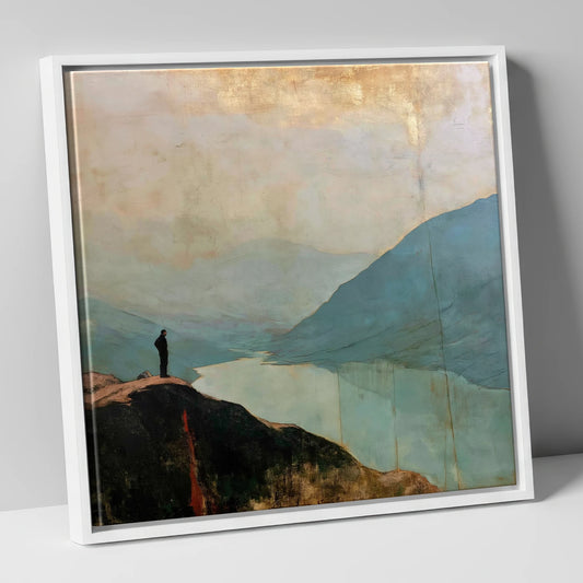 Atmospheric Wasdale From Great Gable lake district fell canvas wall art in white frame