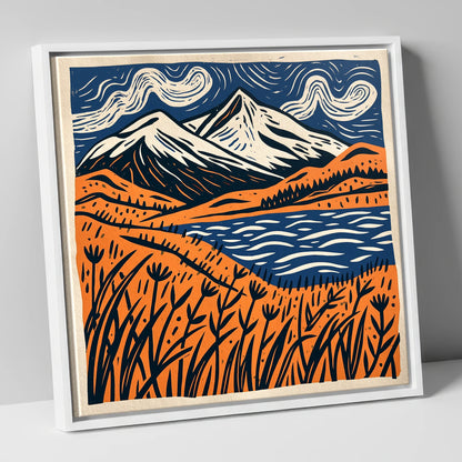 Skiddaw Beneath Swirling Skies lake district fell canvas wall art in white frame