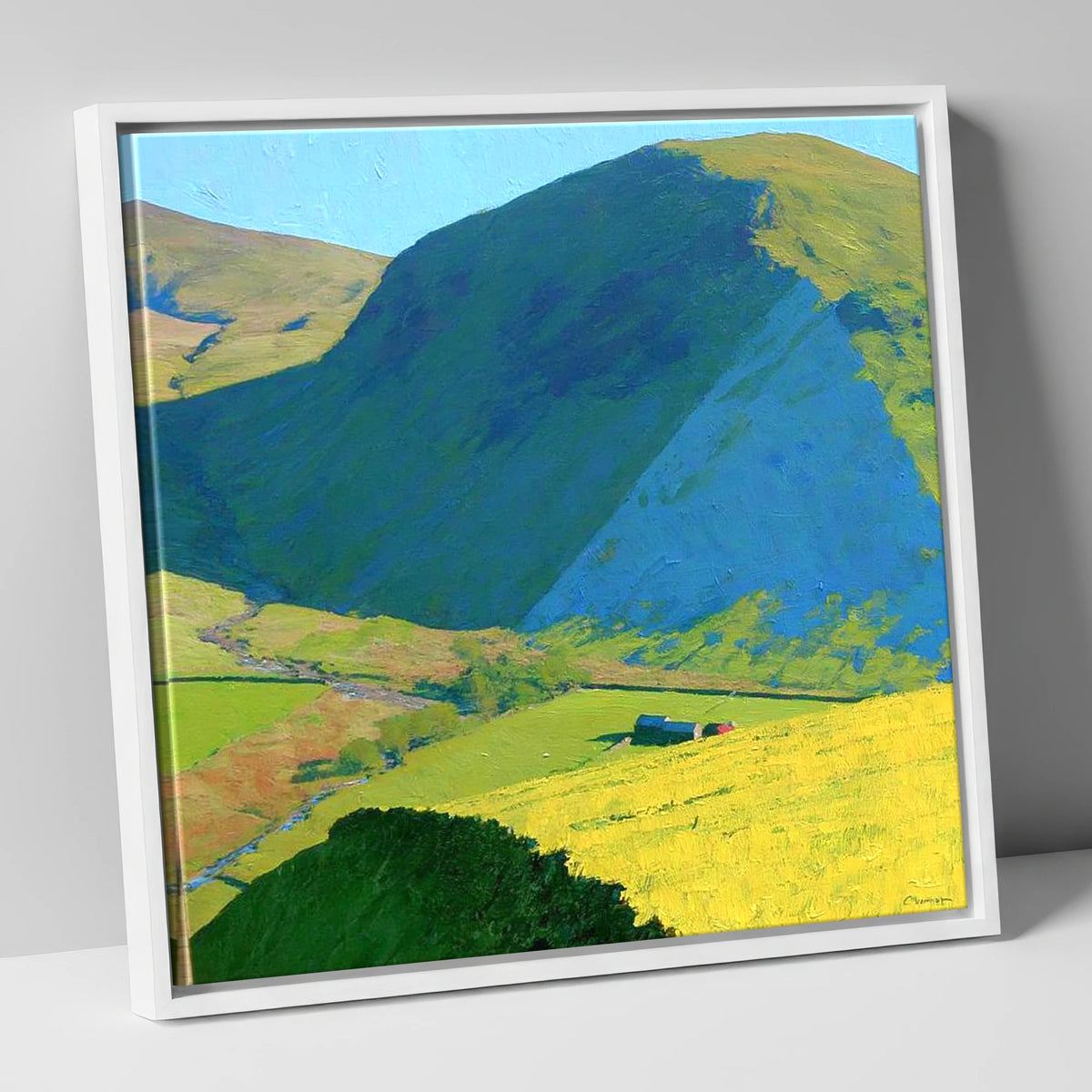 The Nab Fell Vibrant Shadows lake district fell canvas wall art in white frame
