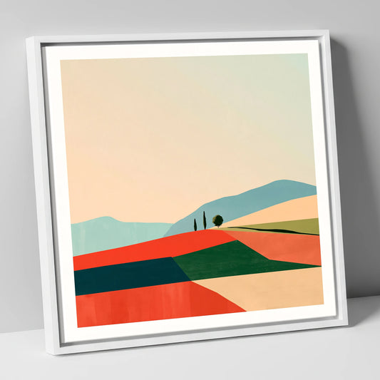 Terracotta Fells in Evening Light lake district sky canvas wall art in white frame