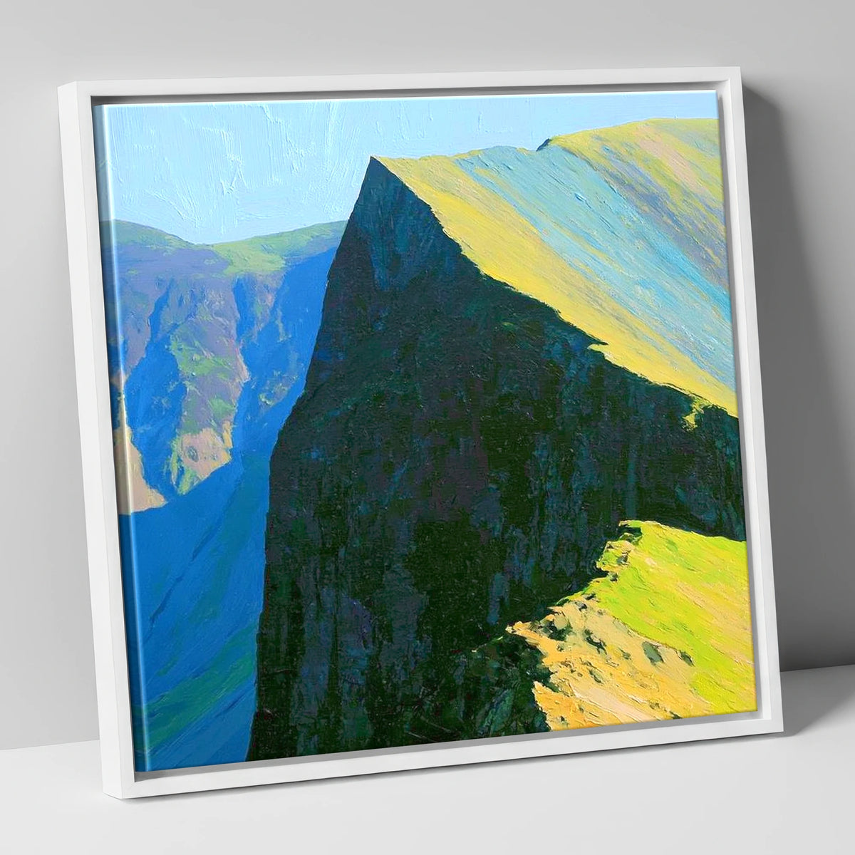 Sunlit Ridge at Hopegill Head lake district fell canvas wall art in white frame