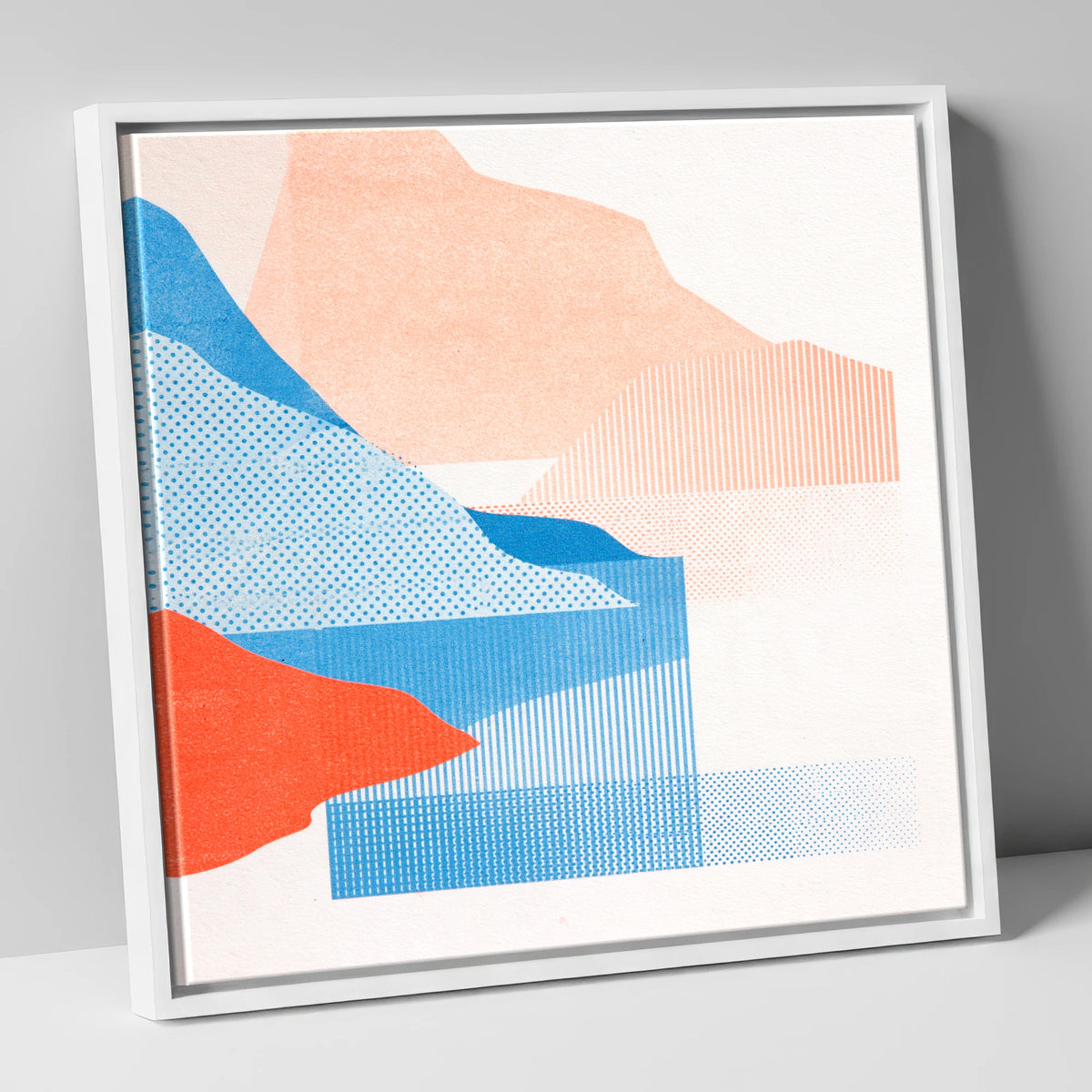 Abstract Crummock Water Fells lake district lake canvas wall art in white frame