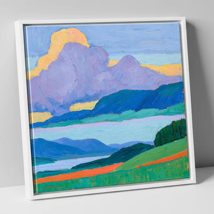 Violet Storm Clouds Over Fells lake district sky canvas wall art in white frame