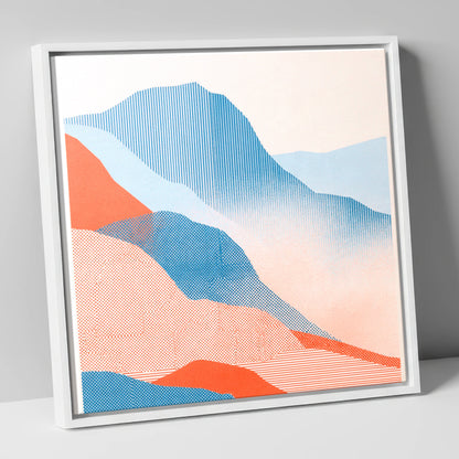Great Langdale in Blue and Coral lake district valley canvas wall art in white frame