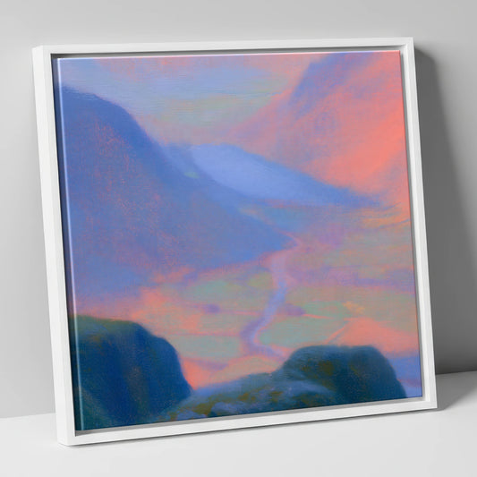 Wasdale Twilight from Great Gable lake district fell canvas wall art in white frame