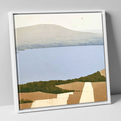 Bassenthwaite Lake in Muted Tones lake district lake canvas wall art in white frame
