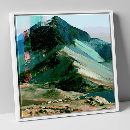 Great Gable in Vivid Teal great gable wall art canvas wall art in white frame