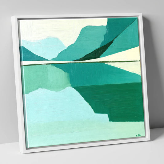 Teal Reflections at Innominate Tarn haystacks wall art canvas wall art in white frame