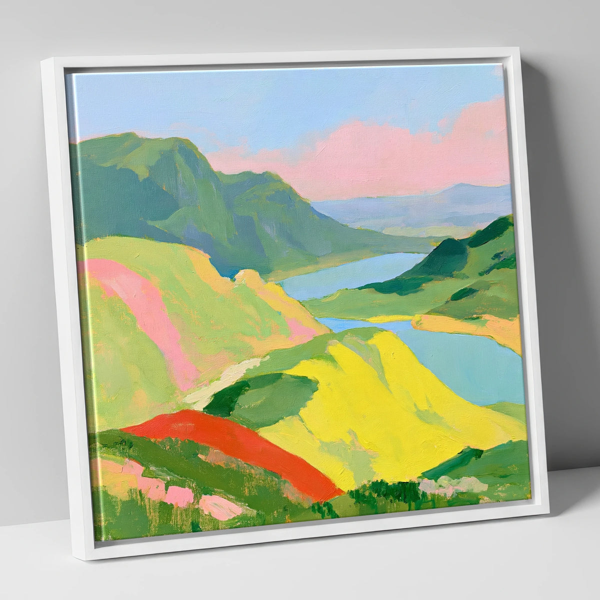Vivid Fells from the Summit lake district fell canvas wall art in white frame
