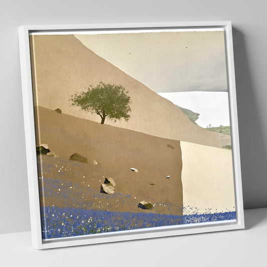 Lone Tree Above Crummock Water lake district lake canvas wall art in white frame