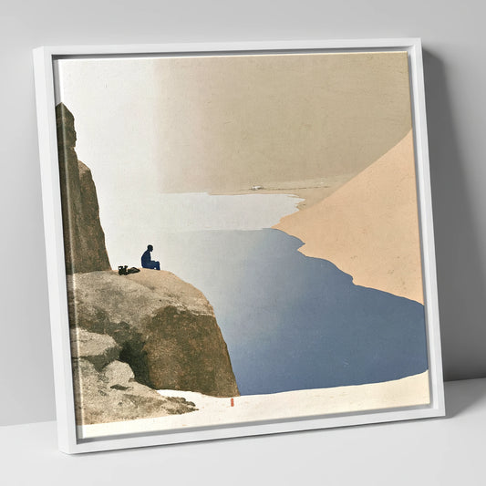 Seated Walker at Innominate Tarn lake district fell canvas wall art in white frame