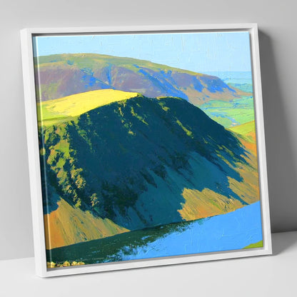 Vibrant Mellbreak Ridge and Lake lake district fell canvas wall art in white frame