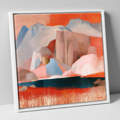 Stickle Tarn and Terracotta Pavey Ark lake district fell canvas wall art in white frame