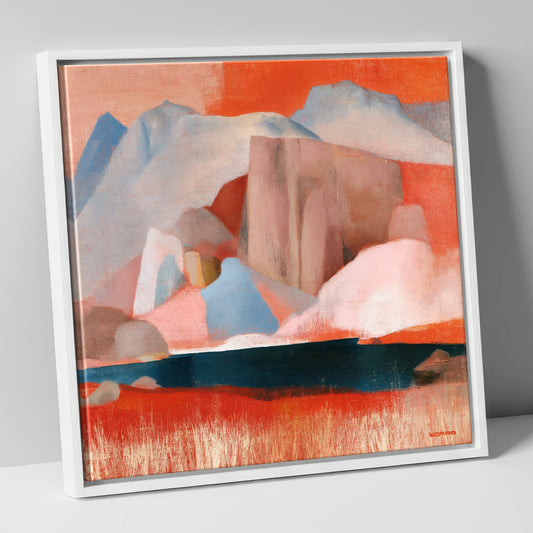 Stickle Tarn and Terracotta Pavey Ark lake district fell canvas wall art in white frame