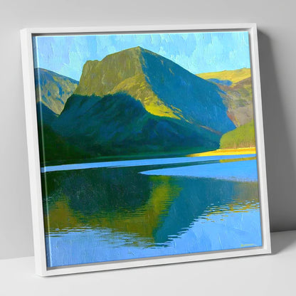 Fleetwith Pike in Vivid Sunlight lake district fell canvas wall art in white frame