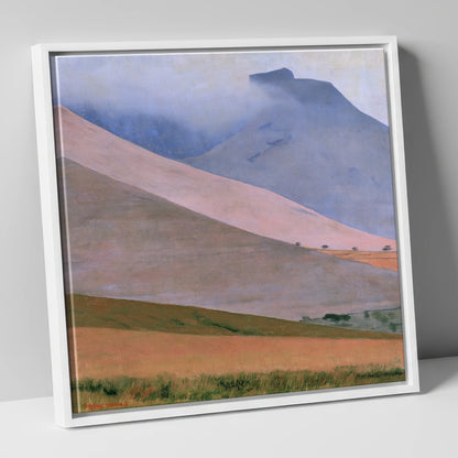 Dusk Pink Fells Under Cloud lake district fell canvas wall art in white frame